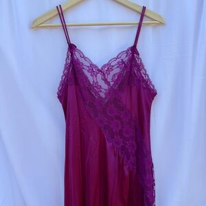 Vintage 90s Plum Lace Maxi Slip Dress